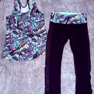Lululemon Athletica Women’s Size 6 Matching Tank Top and Athletic Leggings Set